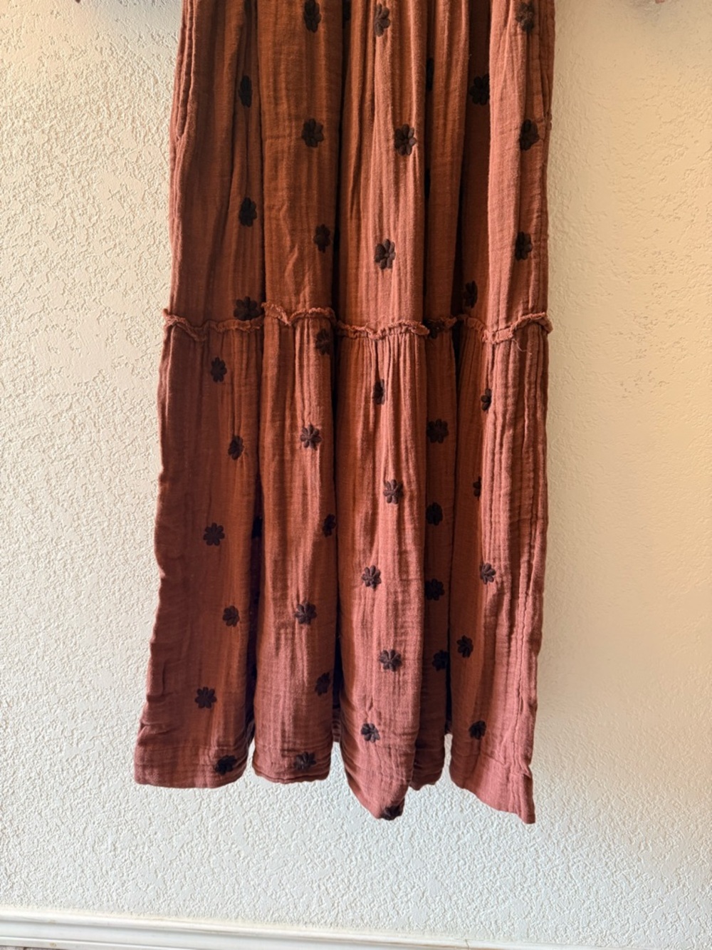 FREE PEOPLE Dahlia Floral Embroidered Brown Boho Maxi Dress Women’s Size Large - Picture 3 of 10